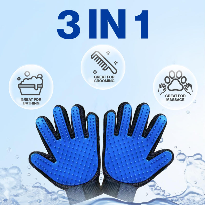 Pet Grooming Set with Dog Washing Gloves for Bathing and Silicone Dog Toothbrush, Pet Grooming Gloves for Dogs, Cats and Horses with 185 Tips Suitable for Hands Sized Medium & Large (PG Set 2) - PawsPlanet Australia