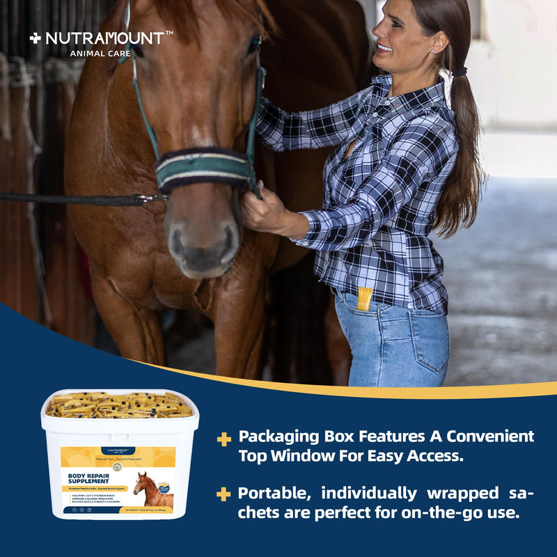 Body Repair Supplement for Horses, Amino Acids for Muscle Recovery, Protein Support & Performance-100 Day Supply Big Tub