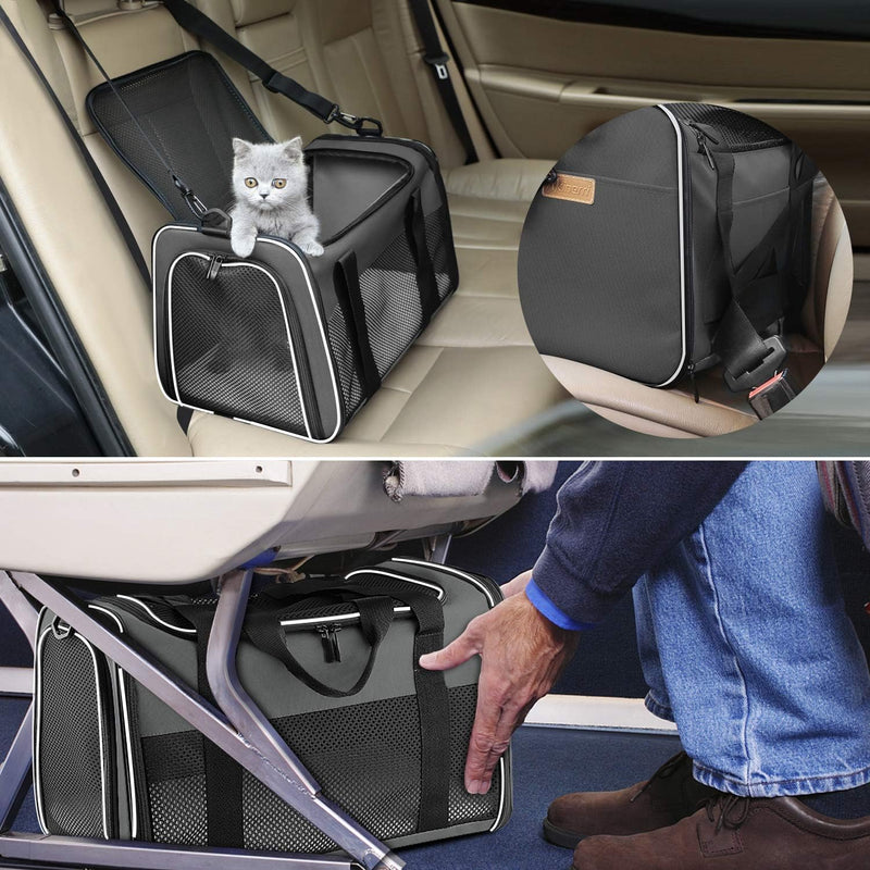 Akinerri Airline Approved Pet Carriers,Collapsible Soft Sided Pet Travel Carrier for Dogs and Cats, Cat Carrier Pet Carries for Small Medium Cats Black - PawsPlanet Australia