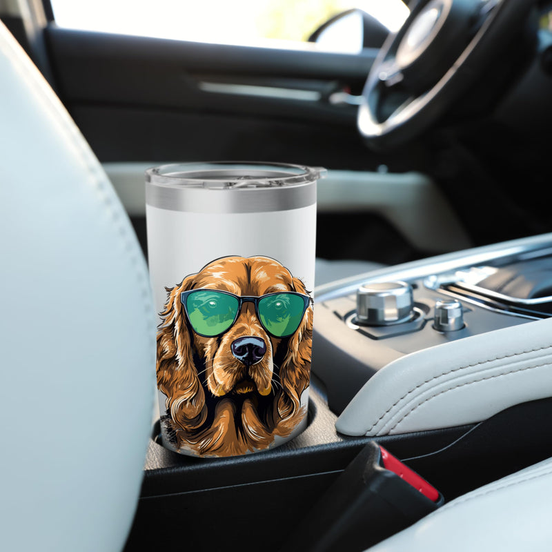 Cocker Spaniel Dog Breed Pet with Sunglasses Cute Graphic Stainless Steel Insulated Tumbler 20 Ounces White - PawsPlanet Australia