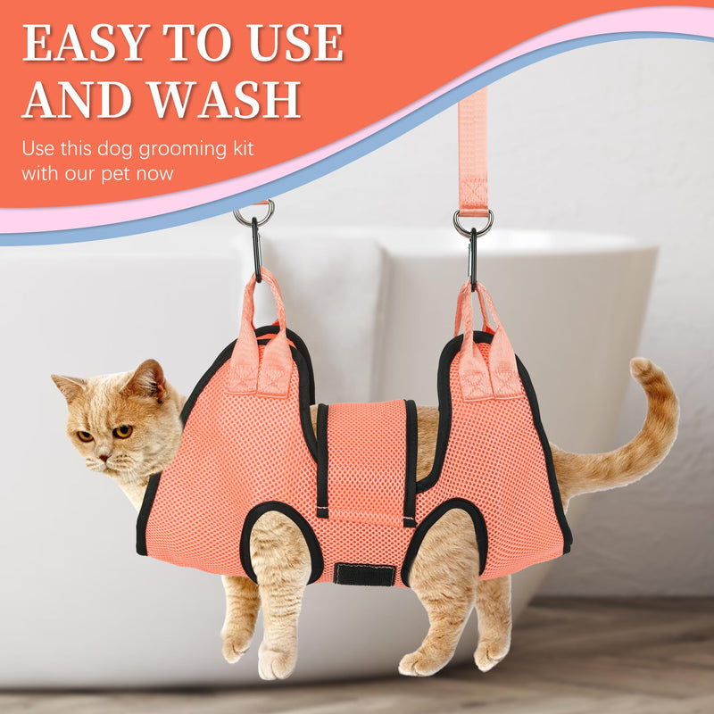 PatiencET Dog Grooming Hammock, Pet Grooming Hammock for Cats & Dogs with Security Strap, Dog Sling for Nail Trimming with Nail Clippers/Trimmer, Nail File, Pet Comb(XS) XS Orange - PawsPlanet Australia