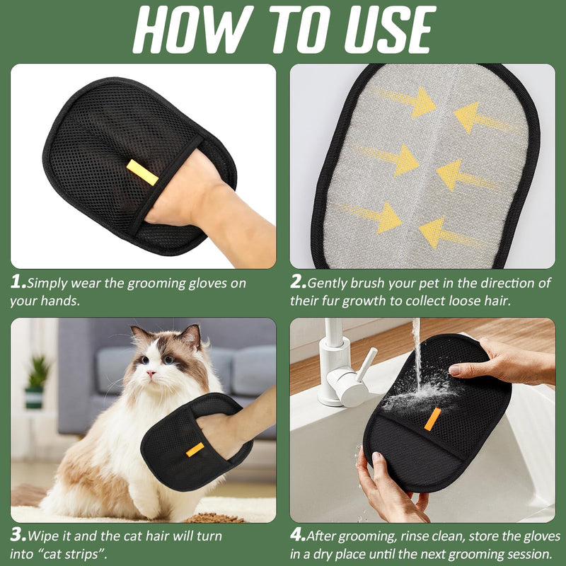 2 Pack Pet Hair Removal Gloves, Reusable Electrostatic Pet Hair Remover Grooming Gloves for Cats & Dogs Tool Hair Brush with 1 Comb for Clothing Couch Carpet Car Seat - PawsPlanet Australia