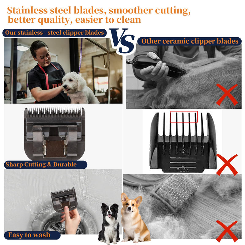 Detachable Steel Pet Dog Grooming Blades Size 10 1/16"(1.5mm) Dog Grooming Replacement Blade Compatible with Andis/Wahl/Oster Dog Clippers Made of Steel Stainless Steel Blade - PawsPlanet Australia