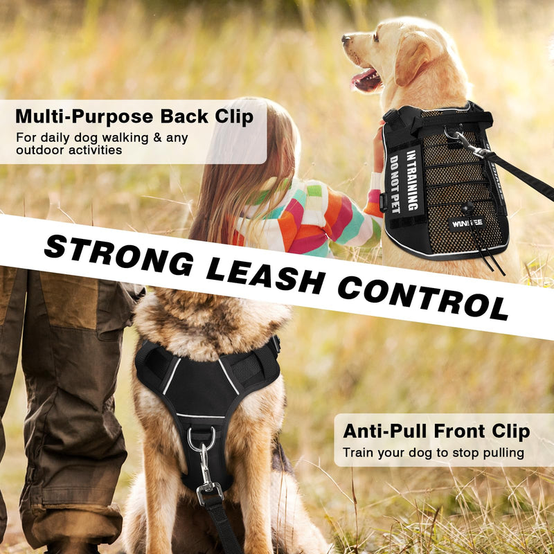 WINSEE Service Dog in Training Mesh Harness with 10 Pet Patches, Soft Air Mesh Breathable Tactical Dog Molle Vest, Reflective Military Pet Vest for Walking Hiking for Small Dogs Black - PawsPlanet Australia