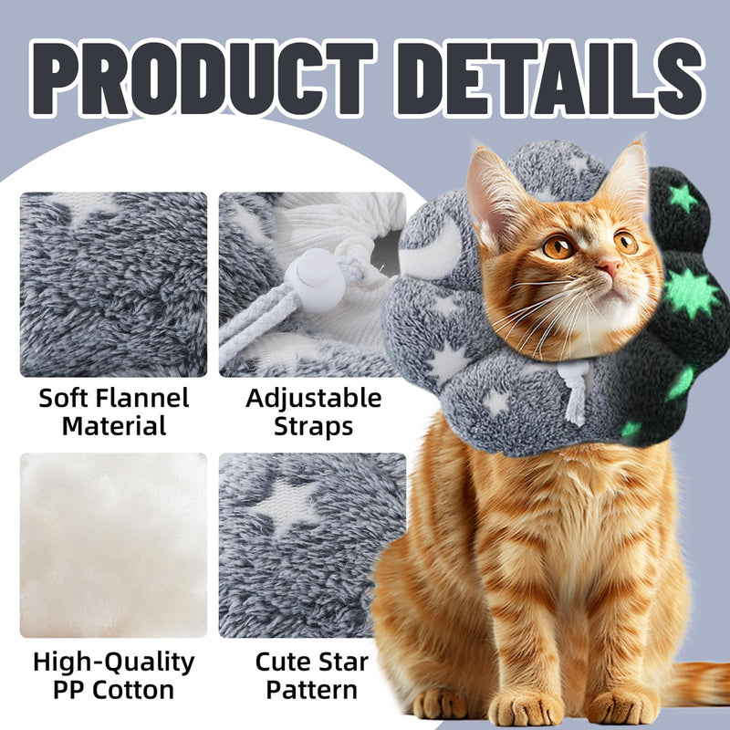 Adjustable Glow in the Dark Cat Collar Cone Style Elizabethan Collar for Pet Recovery After Surgery (M)