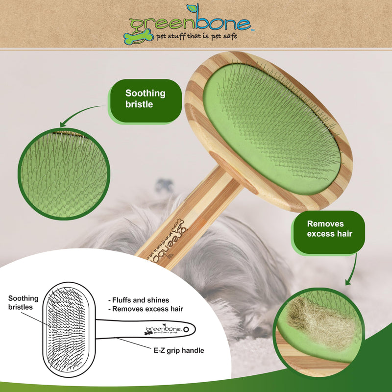 Greenbone Pet Spa Slicker Brush - All-Natural Bamboo Pet Grooming Brush - Entirely Made from Sustainable Bamboo for Dogs & Cats - PawsPlanet Australia