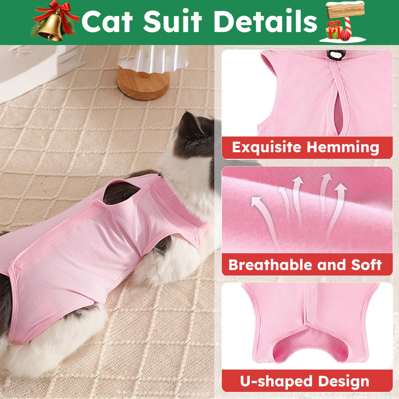 Cat Recovery Suit for Spay Abdominal Wounds, Kitten Onesie Bodysuit for Cats After Surgery, Cat Surgery Recovery Suit Female Cone of Shame Alternative for Cats Anti Licking (Pink,M) Pink Medium - PawsPlanet Australia