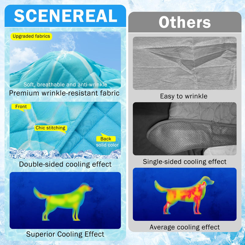 SCENEREAL Upgraded Dog Cooling Mat for Small Meduim Breeds Dogs, 28"x40" Reversible Self- Cooling Mat for Summer Heat, Ice Cool Soft Pet Throw Blanket Use in Couch, Car, Seat,Bed- Machine Washable - PawsPlanet Australia