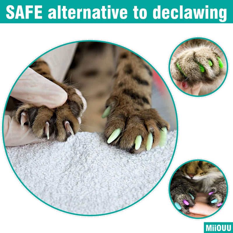 100 pcs Cat Nail Caps | Cat Claw Covers with Adhesives and Applicators | Black (M) Medium - PawsPlanet Australia