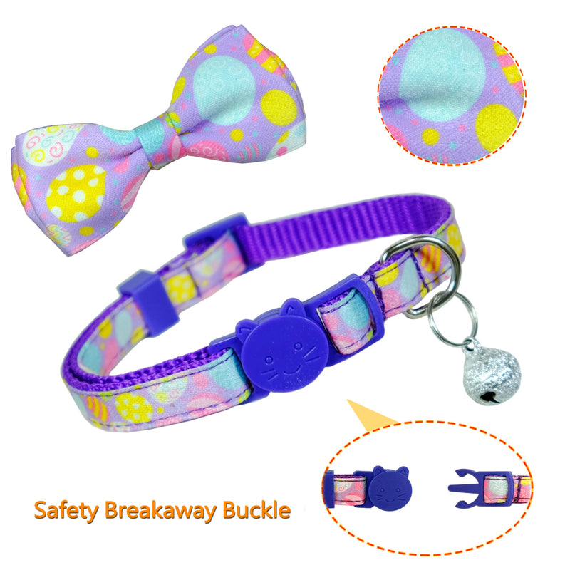 2 Pack Easter Day Cat Collar with Bow Tie, Holiday Spring Easter Eggs Collar for Boys and Girls Male Female Kitty Kittens - PawsPlanet Australia