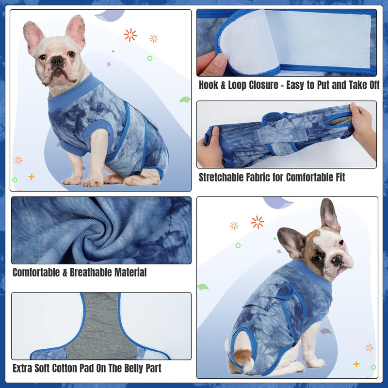 Kuoser Dog Surgery Recovery Suit, Anti Licking Pet Surgical Suit for Dogs Male Neuter, Female Dog Surgery Suit for Spay Subsititute E-Collar Cone, Dog Body Suits After Surgery Blue Tie Dye 2XL XX-Large (Back: 24.8" - 29.5"; Weight: 70+ LB) - PawsPlanet Australia