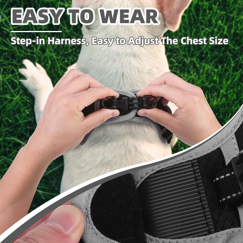 PUPTECK No Pull Dog Harness Small Sized Dog, Adjustable Reflective Escape Proof Easy Control, Comfortable Soft Padded Step in Pet Vest Harness, Black, S S (CHEST: 13"-18") - PawsPlanet Australia