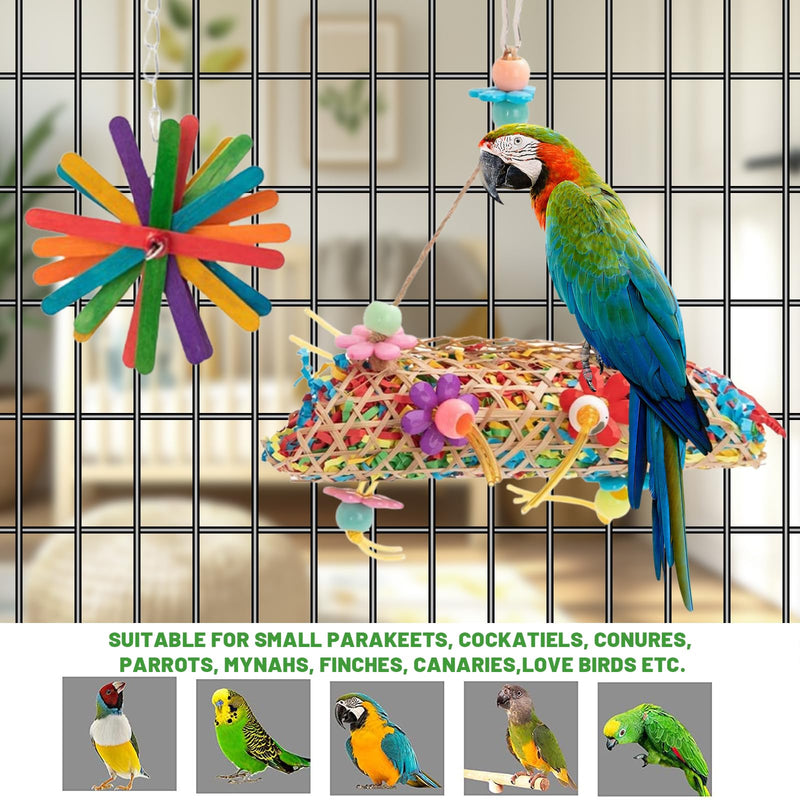 6pcs Parakeet Toy Cockatiel Toys Swing Hanging, Parrot Chewing Shredding Foraging Bird Toys with Rope Perch for Parakeets, Lovebirds, Conures, Cockatiels, Budgies - PawsPlanet Australia