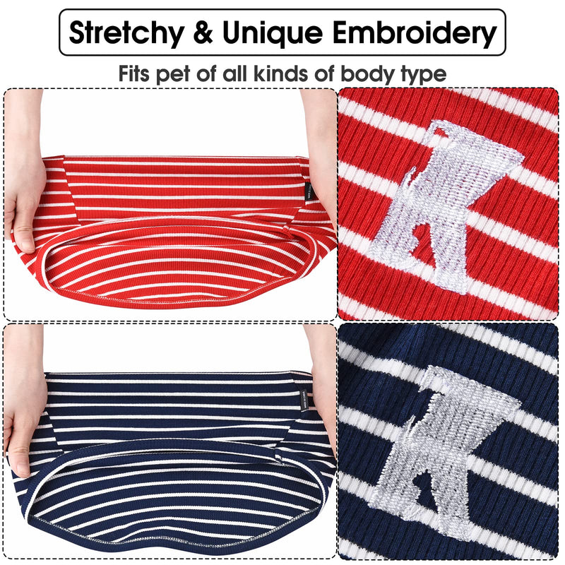 Koneseve Dog Shirt Vest Lightweight Stretchy Dog T-Shirts Soft Cool Shirts Sleeveless Stripe Vests Breathable Clothes for Puppy Kitty Cats Small Medium Large Dogs 2 Pack Red + Blue [ 2XL ] 2XL-(20~30lb) | Chest(~24") - PawsPlanet Australia