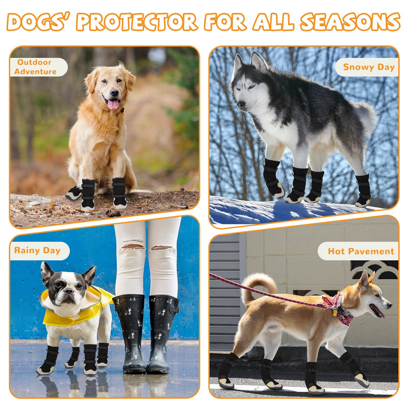 Dog Shoes for Large Small Medium Dogs, Dog Snow Boots Winter, Dog Booties and Paw Protectors to Prevent Licking, Anti-Slip Dog Shoes with Reflective for Hot Pavement,Hardwood Floors, Hiking (Size 1) Thin wool-Black Size 1 (For Width 1.4"-1.6")