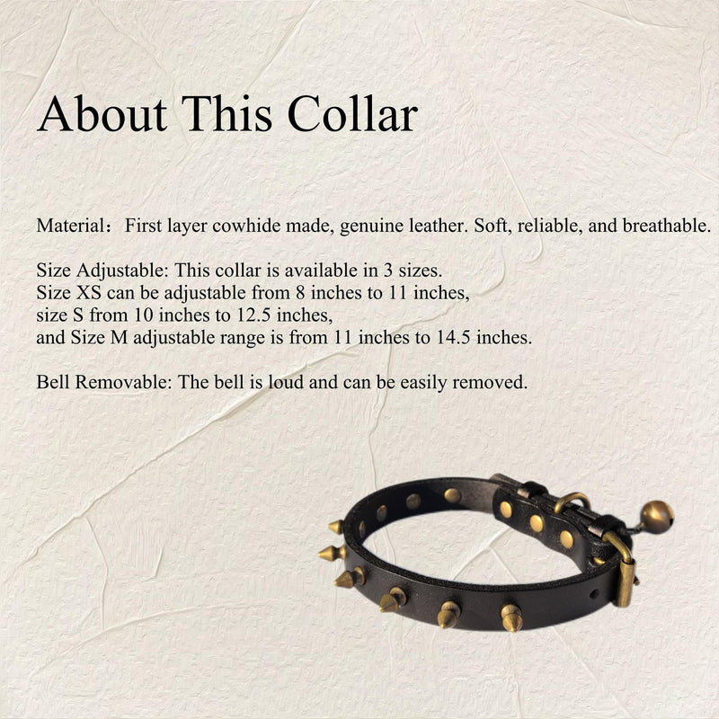 Leather Dog Collar Spiked for Small Dogs with Bell, Adjustable Cowhide Collar Studded Sharp Spikes for Boy Girl Puppies, Sturdy Heavy Duty, Red Extra Small 8"-11" XS 8"-11", Pack of 1 - PawsPlanet Australia