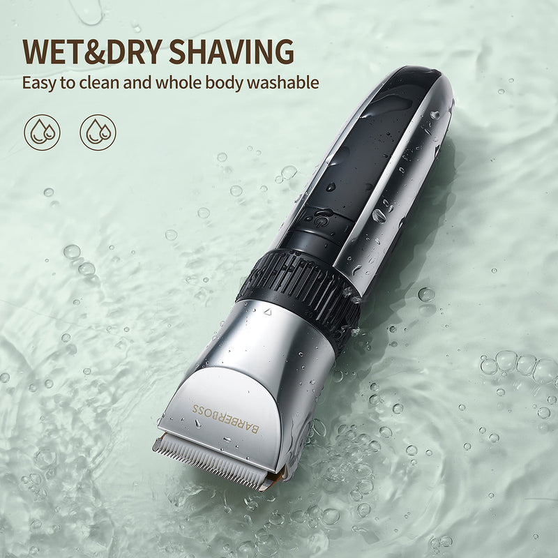 BarberBoss Cordless Dog Grooming Clipper - Waterproof, Ceramic Blades, LED Display, Fast Charging, Electric Pet Clippers for Dogs & Cats, Pets Hair Trimmer, QR-9082 - PawsPlanet Australia
