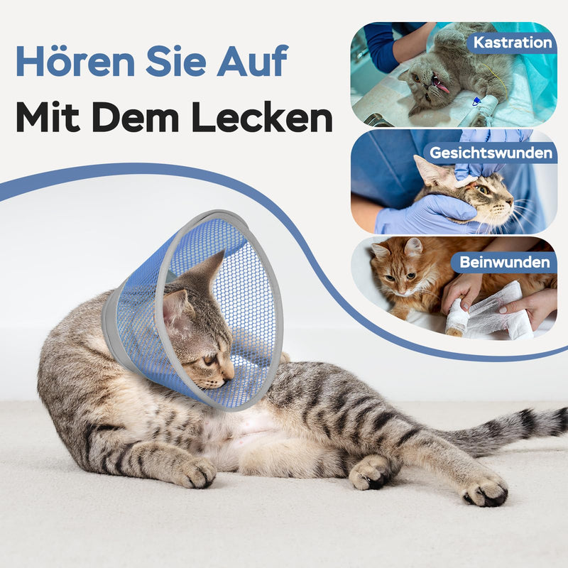 Supet Cat Collar - Soft and Comfortable, Adjustable, Waterproof, After Surgery to Prevent Licking and Scratching, Alternative to Plastic Elizabeth Cervical Collar (Deep Blue L) Deep Blue