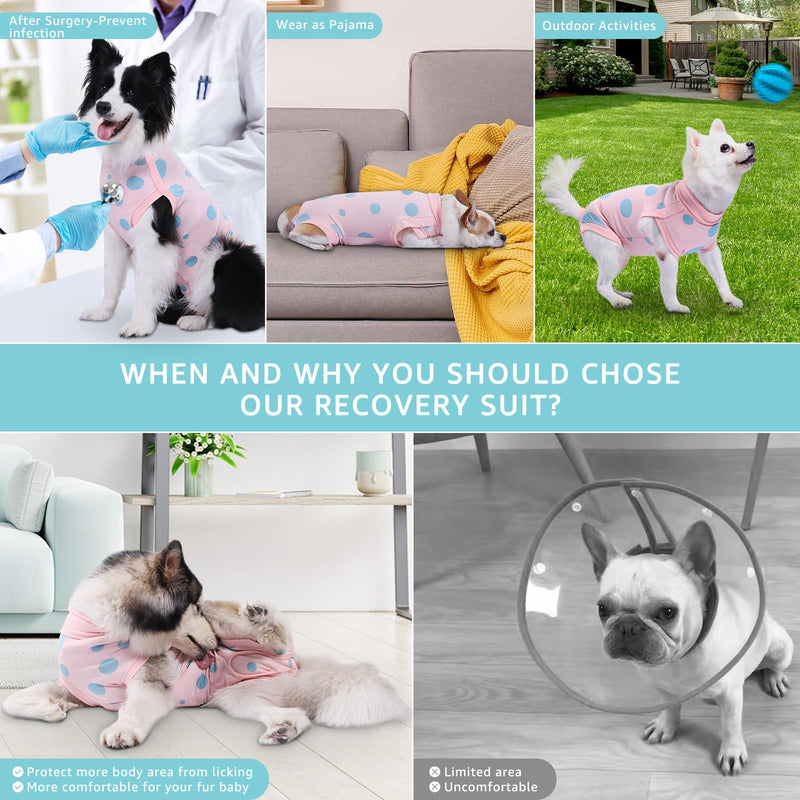 Dog Recovery Suit, Professional Dog Surgery Suit Post Spay, Neuter, Abdominal Surgical Suit for Male Female Dogs Can Pee, Prevent Licking Soft Breathable Cotton Covers Wound (Pink, XX-Large) - PawsPlanet Australia