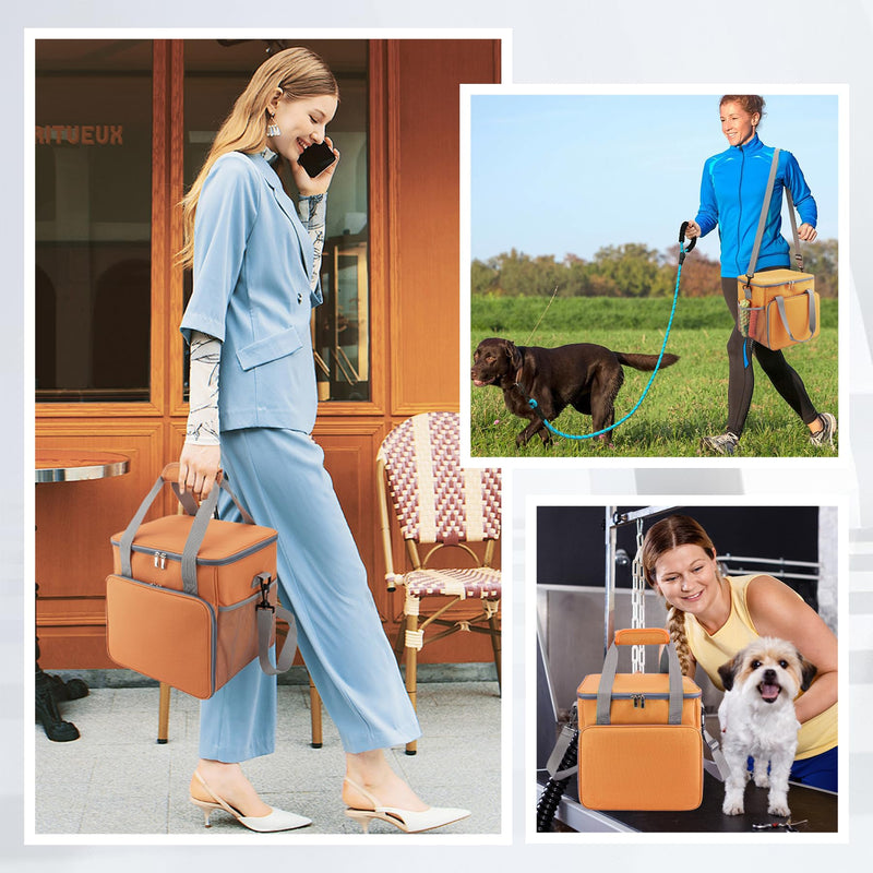 SMYV Pet Grooming Bag for Dog Grooming Supplies, Dog Tote Travel Bag for Pets Grooming Tools Kit Accessories - Orange - PawsPlanet Australia