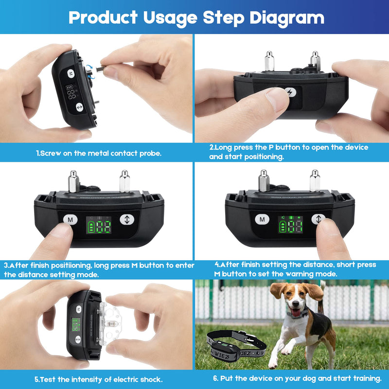 WIEZ GPS Wireless Dog Fence for Outdoor, Electric Dog Fence Collar with 3 Correction Mode, Pet Containment System for Most Dogs For 1 dog - PawsPlanet Australia