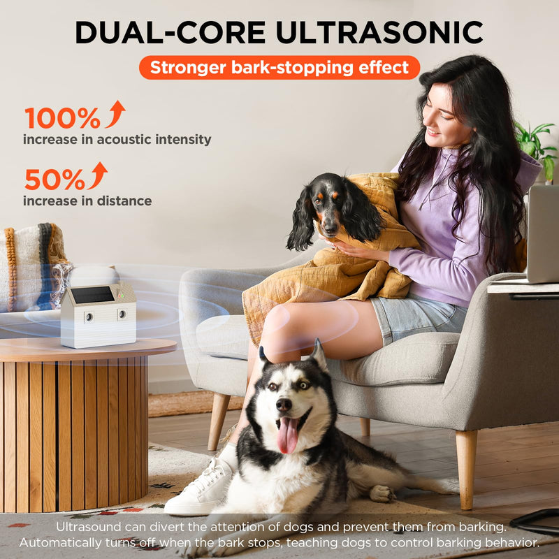 Ultrasonic Dog Bark Deterrent Devices,Anti Barking Device,Dog Barking Silencer Up to 50 FT,3 Modes,Solar and USB Dual Charging Function,Indoor Outdoor for Dogs Training & Behavior Aids,Beige beige(waterproof version) - PawsPlanet Australia
