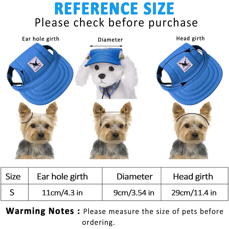 Geyoga 4 Pieces Dog Visor Hats Dog Baseball Hats Pet Sun Protection Hats Outdoor Sports Hats with Ear Holes Pet Baseball Hats with Adjustable Chin Strap for Extra Small Dogs