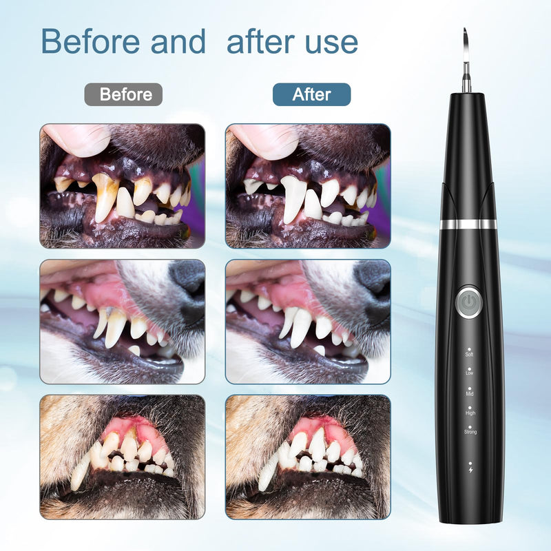 Upgraded Dog Plaque Remover for Teeth, Electric Pet Teeth Cleaning Kit, USB Charging Dog Tooth Brushing Kit, 5 Modes, IPX6 Waterproof Pet Ultrasonic Toothbrush Cleaner for Dogs Cats - PawsPlanet Australia