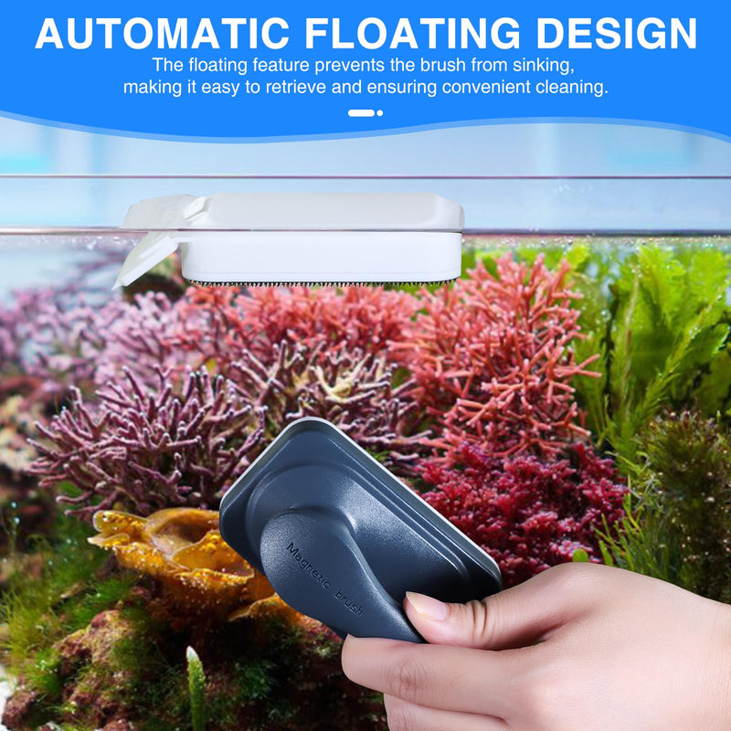 Aquarium Strong Magnetic Glass Cleaner Brush, Fish Tank Algae Magnet Cleaning Tool with 2 Detachable Scrapers, Mag Float Scrubber for 0.2 Inch Glass and Acrylic Tanks Small - PawsPlanet Australia