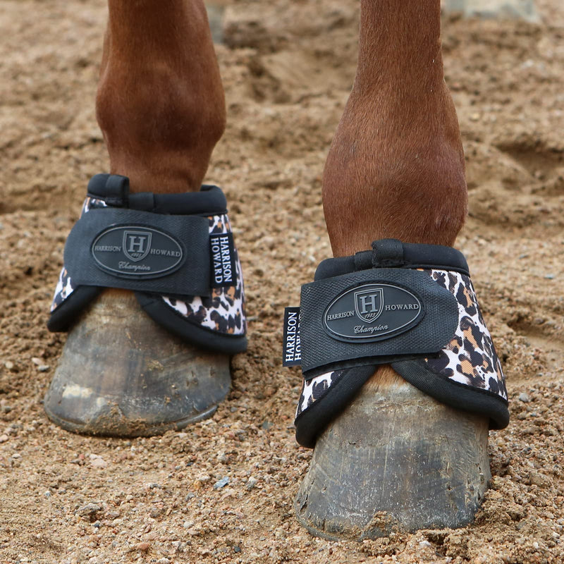 Harrison Howard Horse Bell Boots Overreach Bell Boots No-Turn Bell Boots for Horse-Durable Protective Hoof Boot Full (Large) Leopard Print - PawsPlanet Australia