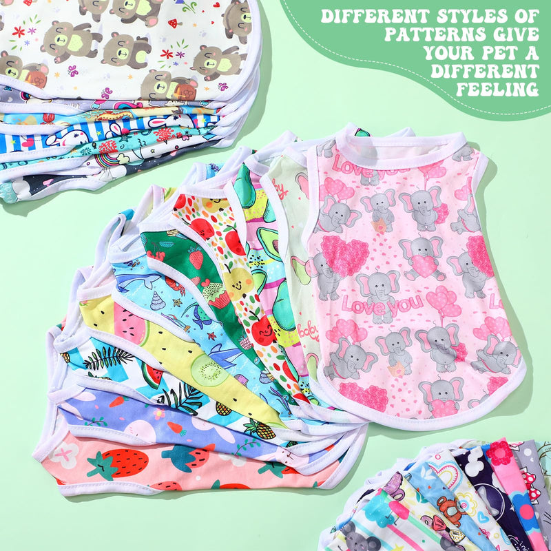Paterr 25 Pcs Dog Shirts Printed Puppy Clothes Breathable Cartoon T Shirt for Dog Soft Puppy Clothing Lovely Pet Shirts Outfits for Pet Dogs Cats Summer Party Holiday, 25 Styles (Size: S) Small - PawsPlanet Australia