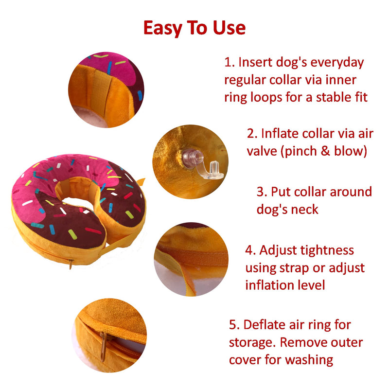 Dog Neck Donut Collar - Inflatable Dog Donut Collar for After Surgery - Elizabethan Collar for Dogs, Dog Inflatable Recovery Collar, Dog Doughnut Collar (Large Size) L (Neck 13"-15") - PawsPlanet Australia