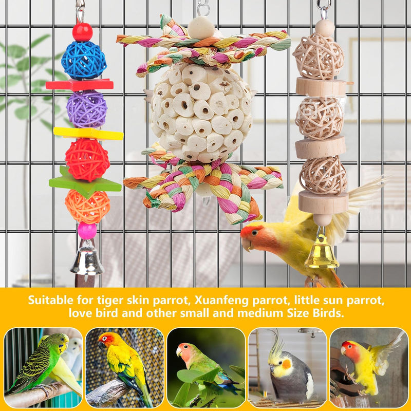 Bird Toys, Natural Sola Balls Parrot Foraging Chew Toys Hanging Cage Accessories for Conure Cockatiel Parrot Lovebird Budgie