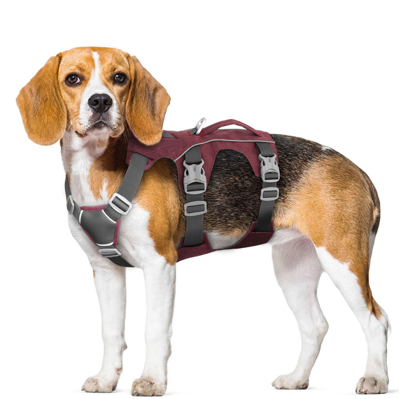 Escape Proof Dog Harness Medium Sized Dog, Reflective No Pull Dog Vest with Handle, Lightweight Full Body Pet Harness Adjustable for Walking,Training(Maroon,Chest:17-32") M: Chest 17-32", Fit 25-55 lbs Maroon - PawsPlanet Australia