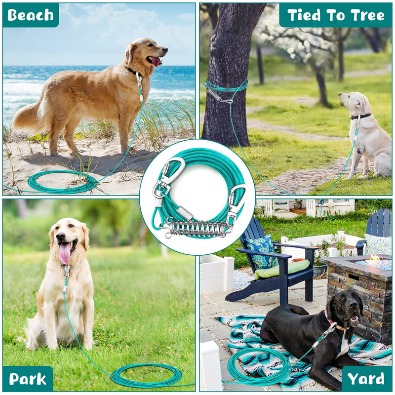 Tie Out Cable for Dogs, 50FT Dog Leads for Yard Chew Proof, Heavy Duty Dog Tie Out Cable for Large Dogs Up to 125lbs, Durable Dog Runner for Yard or Camping 125lbs / 50ft Ice Blue - PawsPlanet Australia
