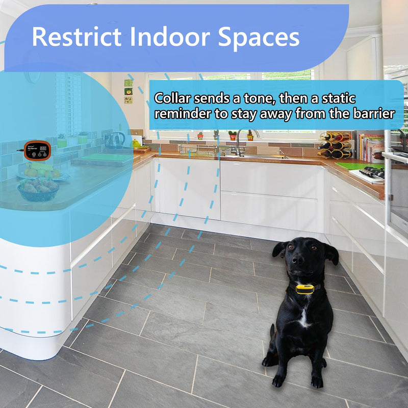 Indoor Pet Barrier for Dogs,Wireless Indoor Electric Fence,Pet Gate, Keeps Areas Off Limits,Dog Home Proofing, Waterproof/Rechargeable/Beep/Static Training Collar,Brown Kit - PawsPlanet Australia