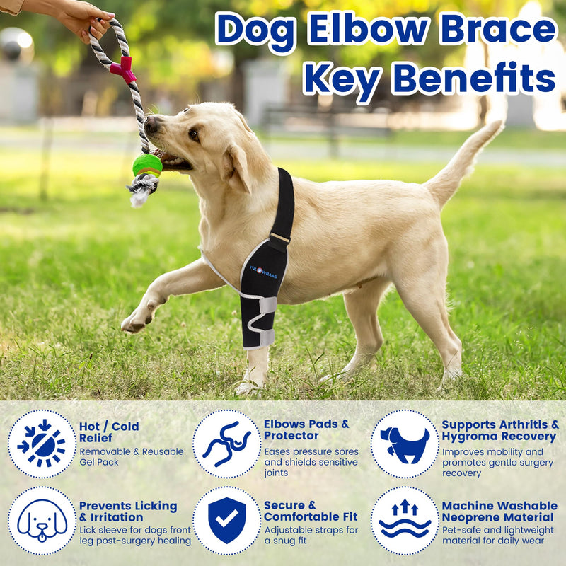 Dog Elbow Brace with Hot/Cold Gel Pack, Adjustable Dog Leg Braces, Dog Front Shoulder Brace, Canine Elbow Pads for calluses and Post-Surgery Recovery(Left Leg,L) Left Leg L