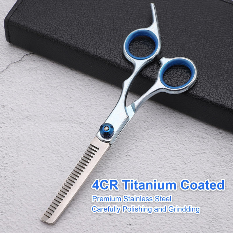Dog Grooming Scissors Set - ShiningUU 2Pcs Stainless Steel Pet Hair Cutting Scissors with Safety Rounded Tips | Cutting Scissor and Thinning Shear for Dogs Cats Pets - PawsPlanet Australia
