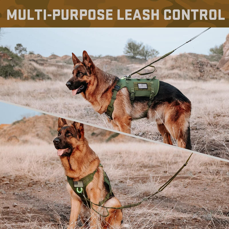 Forestpaw Dog Harness Medium Sized,Tactical Dog Harness with Handle,No Pull Military Style Service Dog Vest with Pockets Adjustable for Medium Large Dogs,Green,Chest 21.5-45" L:Chest 21.5-45",Fit 28-140lbs Green - PawsPlanet Australia