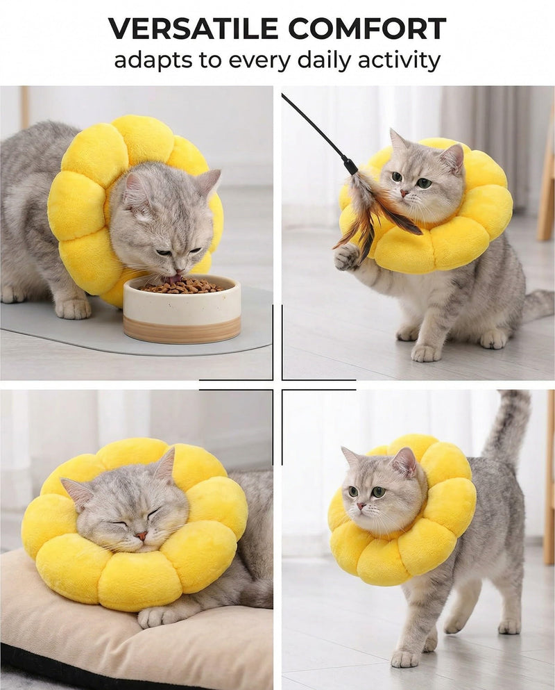 Cat neck collar size S, lick protection for cats, soft neck collar for cats and small dogs after surgery, Elizabethan collar, sunflower neck collar