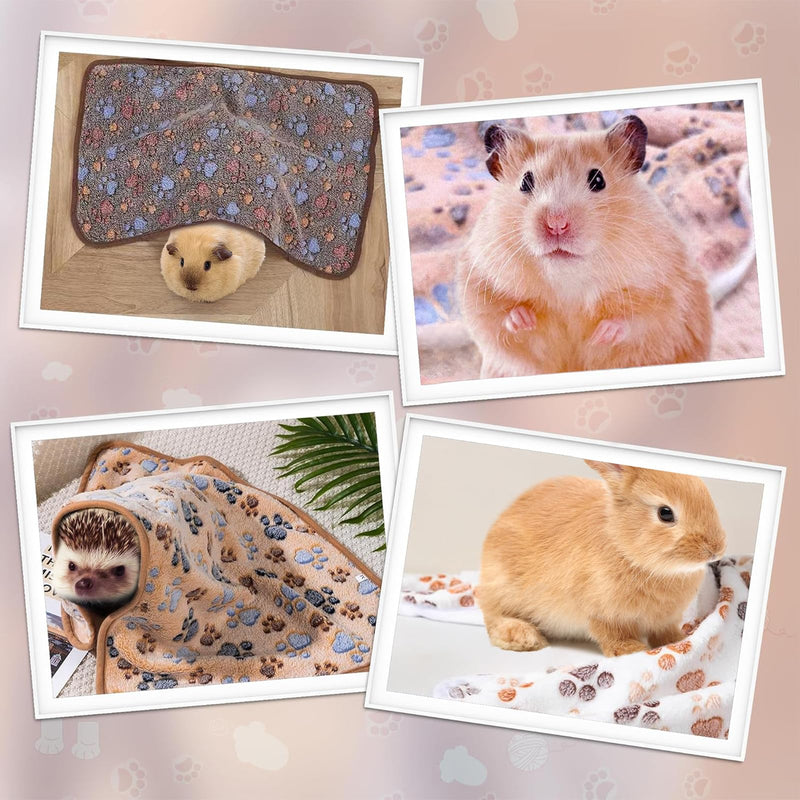 41" x 31" Large Guinea Pig Fleece Blankets 3 Pieces Waterproof & Washable Small Animal Cage Liners Sleep Mat Bedding Pad for Hamster Chinchilla Rabbit Hedgehog Pet Blankets White+brown+pink - PawsPlanet Australia