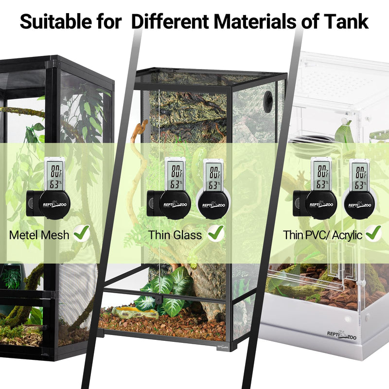 REPTI ZOO Magnetic Reptile Thermometer and Humidity Gauge, Digital LCD Temperature Humidity Monitor, Tank Terrarium Temp and Humidity Meter Accessories for Bearded Dragon, Snake, Hermit Crabs, Gecko - PawsPlanet Australia