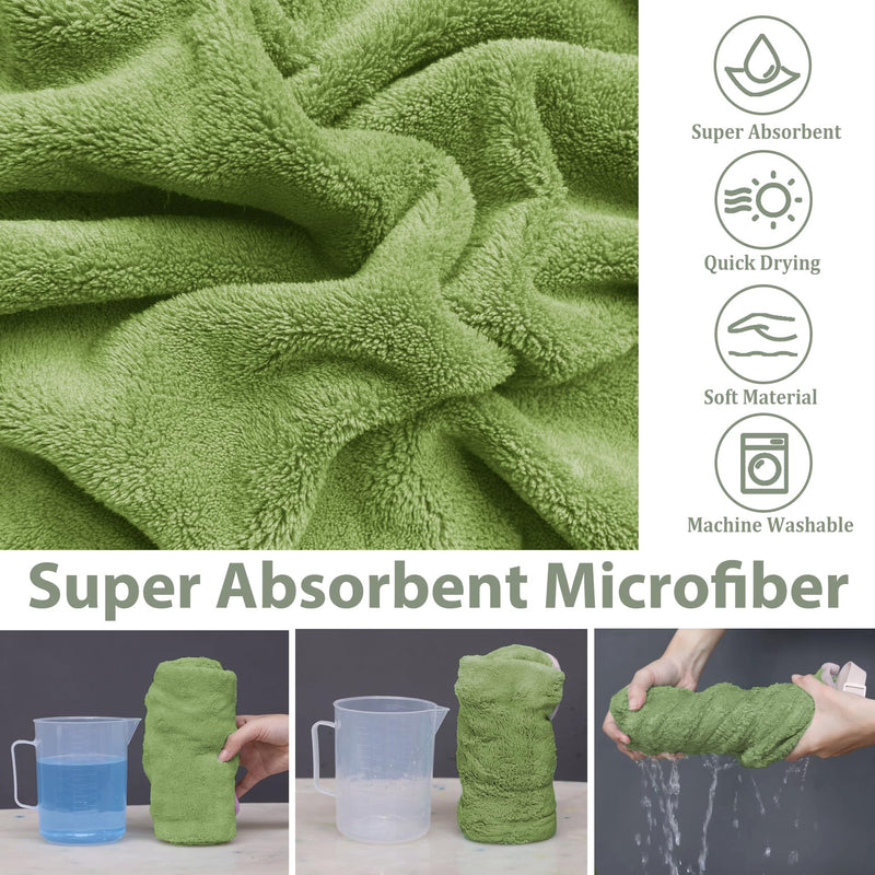 Dog Bathrobe Super Absorbent Towel Robe - Microfiber Bath Towels Fast Drying Coat for Dogs, Cute Dogs Clothes Adjustable Collar & Belly Strap Warm Keeping Hooded Dog Towel (Olive Green, X-Large) Olive Green - PawsPlanet Australia