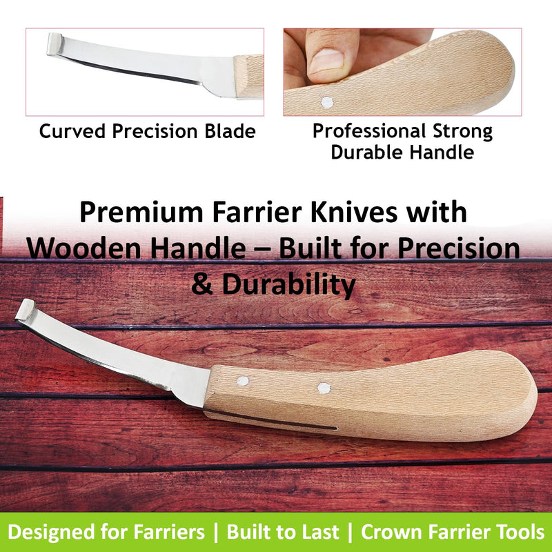 Premium Narrow Blade Farrier Hoof Knife – Professional Hoof Trimming Tool with Wooden Handle & Stainless Steel Blade (White Handle) White Handle - PawsPlanet Australia