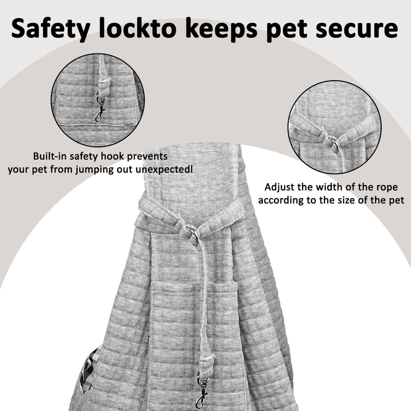 Dog Slings for Small Dogs, Soft Cotton Cat Sling Carrier with Storage Bag, Double-Sided Pet Shoulder Bag for Puppy Kitten, Hands-Free Travel Pet Chest Carrier (Gray) - PawsPlanet Australia