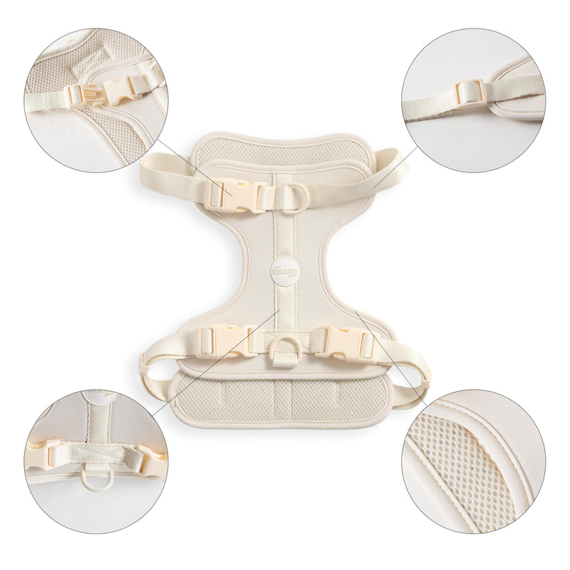 HNS1003L Arlo Large Adjustable Soft Padded No Pull Pet Harness with 3 Buckles and 3 Leash Clips, Bailey Almond Large (Chest: 24 - 37") - PawsPlanet Australia