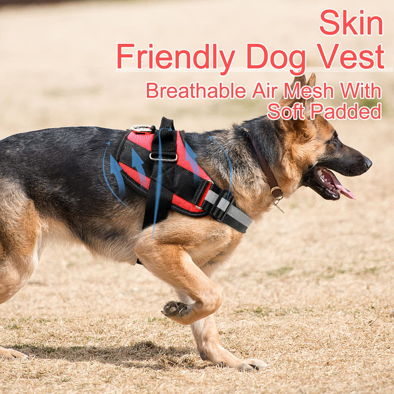 Bolux Over Head Dog Harness, Easy On and Off Pet Vest Harness, Reflective Breathable and Easy Adjust Pet Halters with Nylon Handle for Small Medium Large Dogs, Red, L Large (Pack of 1) - PawsPlanet Australia