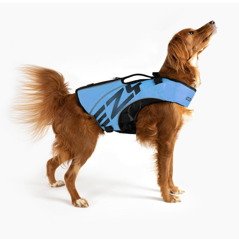 EzyDog DFD X2 Dog Life Jacket - Adjustable Swimming Safety Life Vest Preserver with Continuous Neck Flotation, Reflective Trim, & Grab Handle (3XS, Blue) 3XS - PawsPlanet Australia