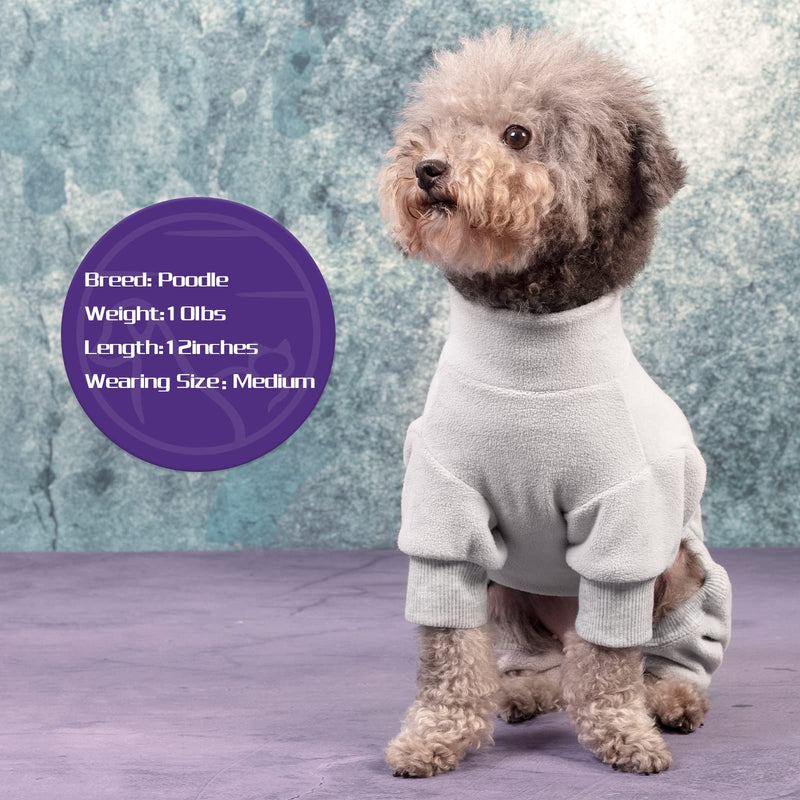 cyeollo Dog Pajamas Fleece Dog Pjs Thermal Dog Onesie Stretchy Jumpsuit Warm Puppy Small Dog Pajamas Cat Apparel Color Grey X-Small (chest Girth: 10"-12") - PawsPlanet Australia
