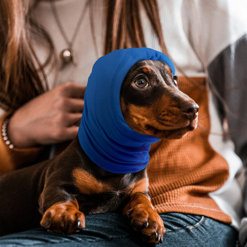 Nanaki Dog Ear Wrap Hematoma-No Shake Ear Wraps for Dogs, 3rd Gen Calming Hoodie, Adjustable Anti-Slip Head Covers Muffs Noise Protection,Fireworks Grooming, Christmas, New Year L(Head Girth:16"-27") Blue
